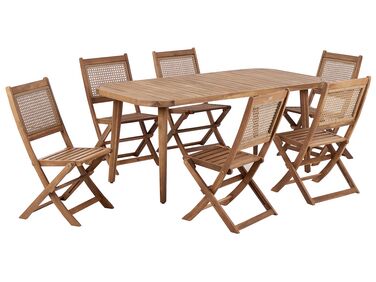 6 Seater Certified Acacia Wood Garden Dining Set Light PARAGGI