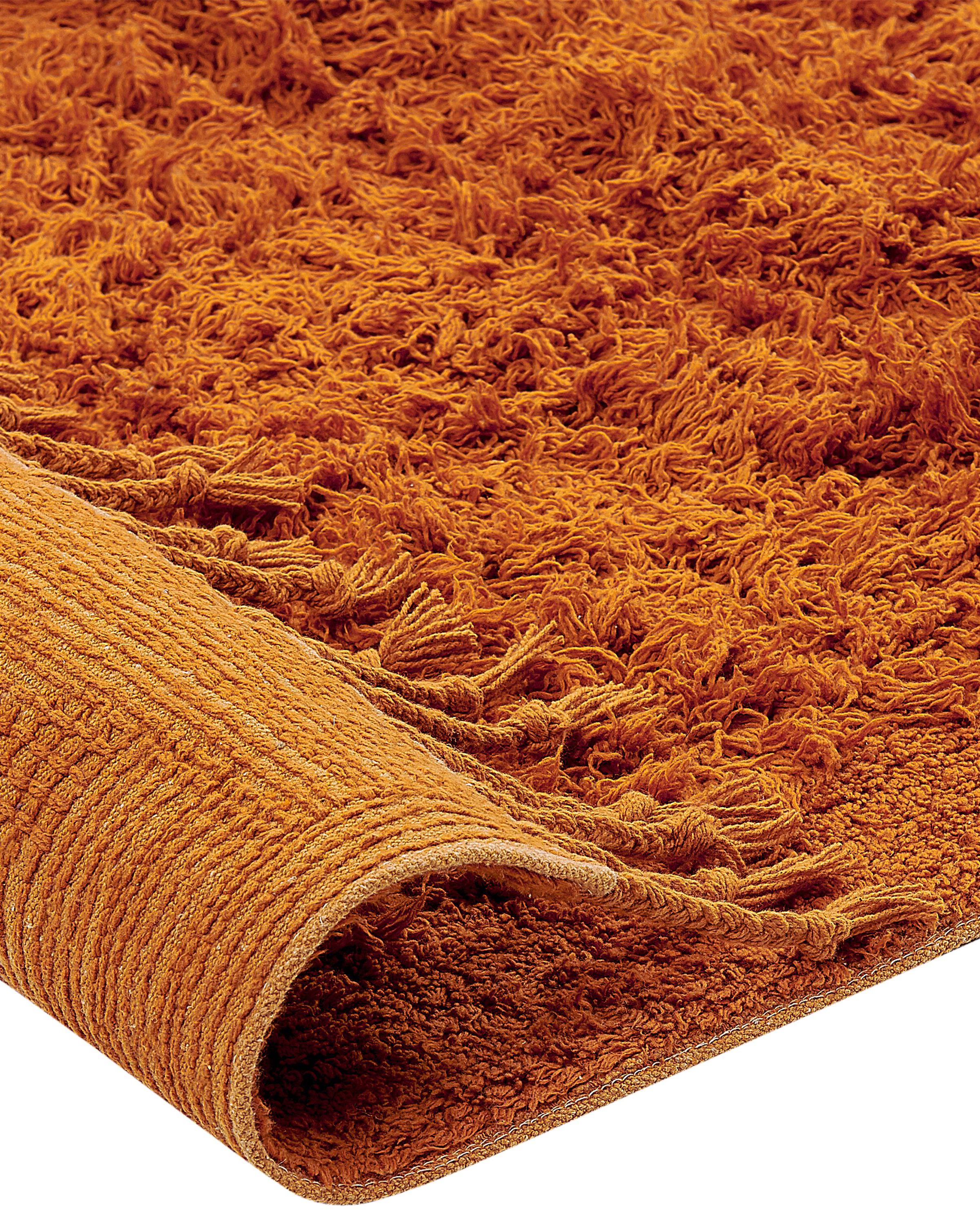 Cotton Shaggy Area Rug 80 x 150 cm Orange BITLIS_837624