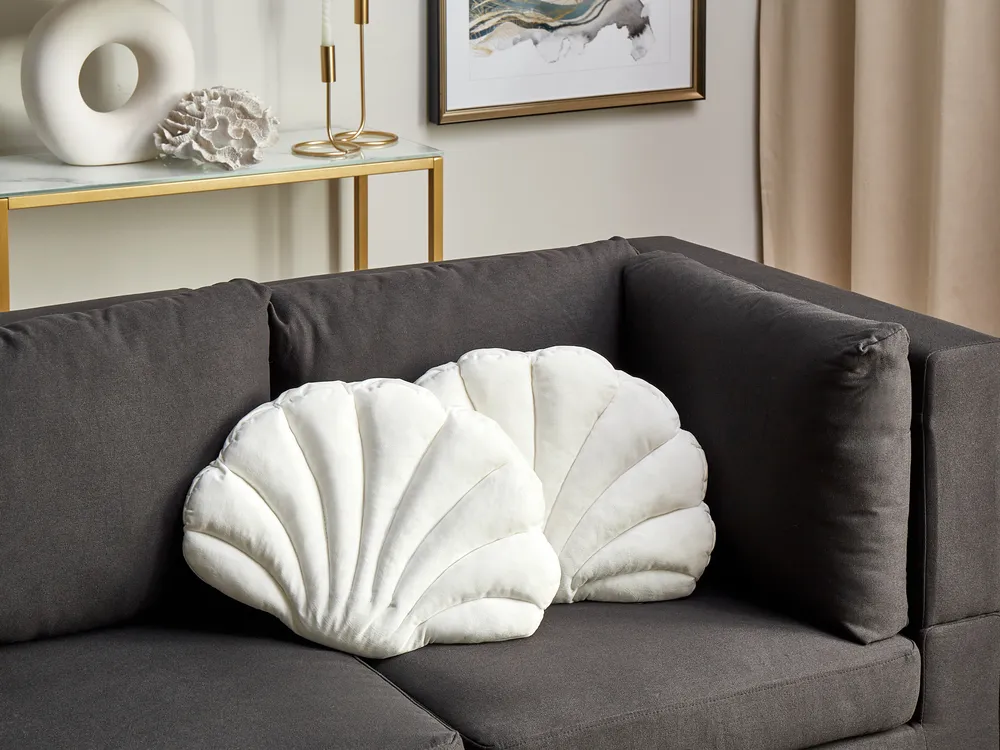 Set of Decorative Cushions CONSOLIDA Velvet 47 x 35 cm Off-White - Main Image