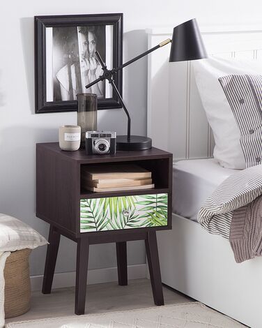 Bedside Table with Drawer Dark Wood RODES