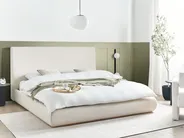 Ottoman Bed CAMPAGNE Fabric Light Beige 180 x 200 cm (EU Super King)_972080