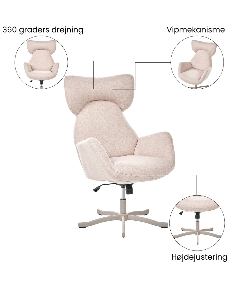 Lænestol med drejefod SONDERBY Beige_1071851