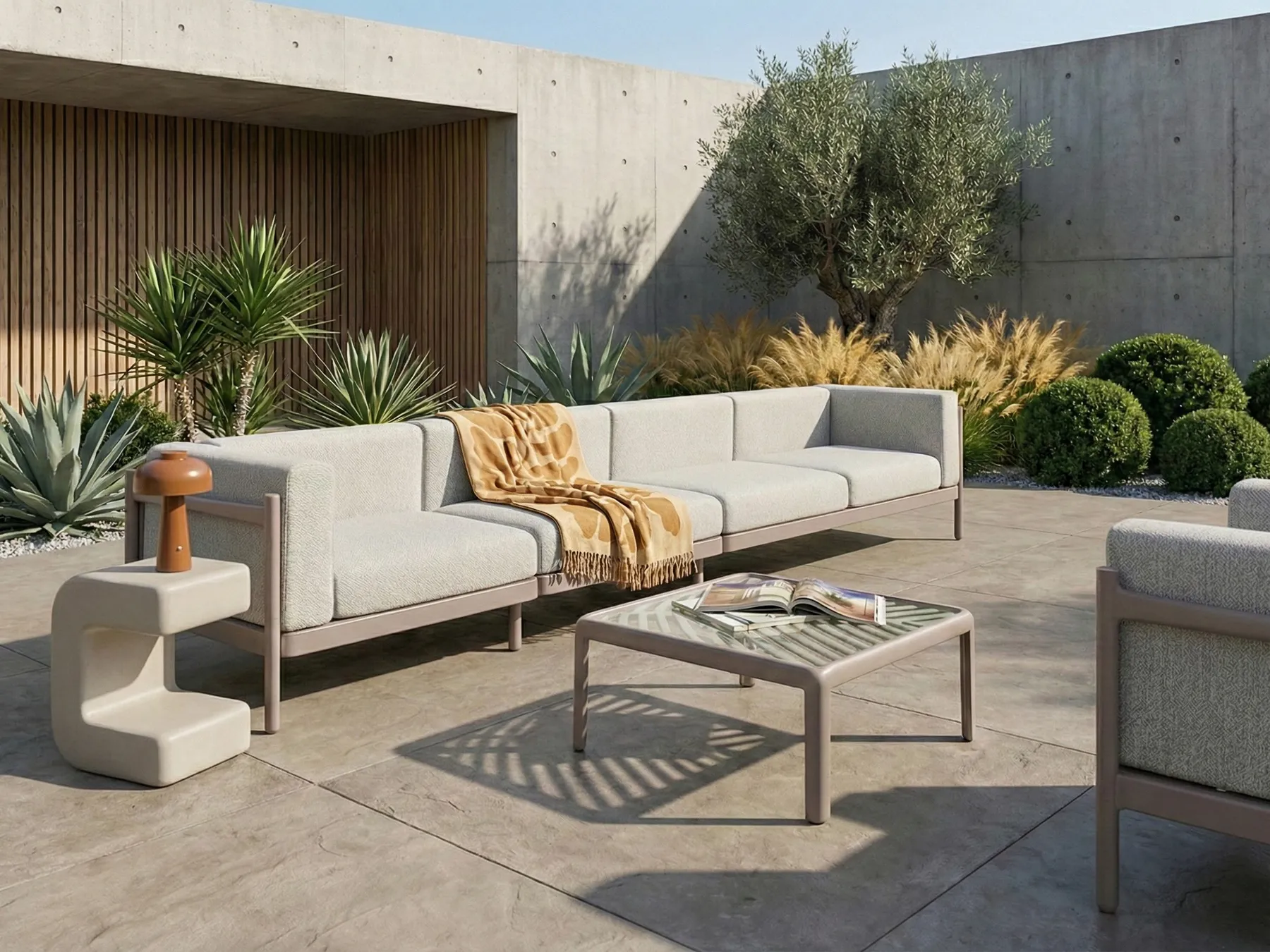 Garden Sofa 4 Seater FERRETTI Taupe_1058018