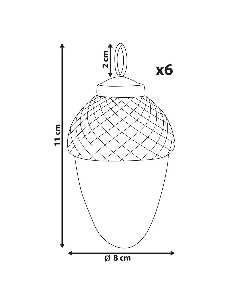 Zestaw 6 bombek AMBRE Szkło Złoty_899334