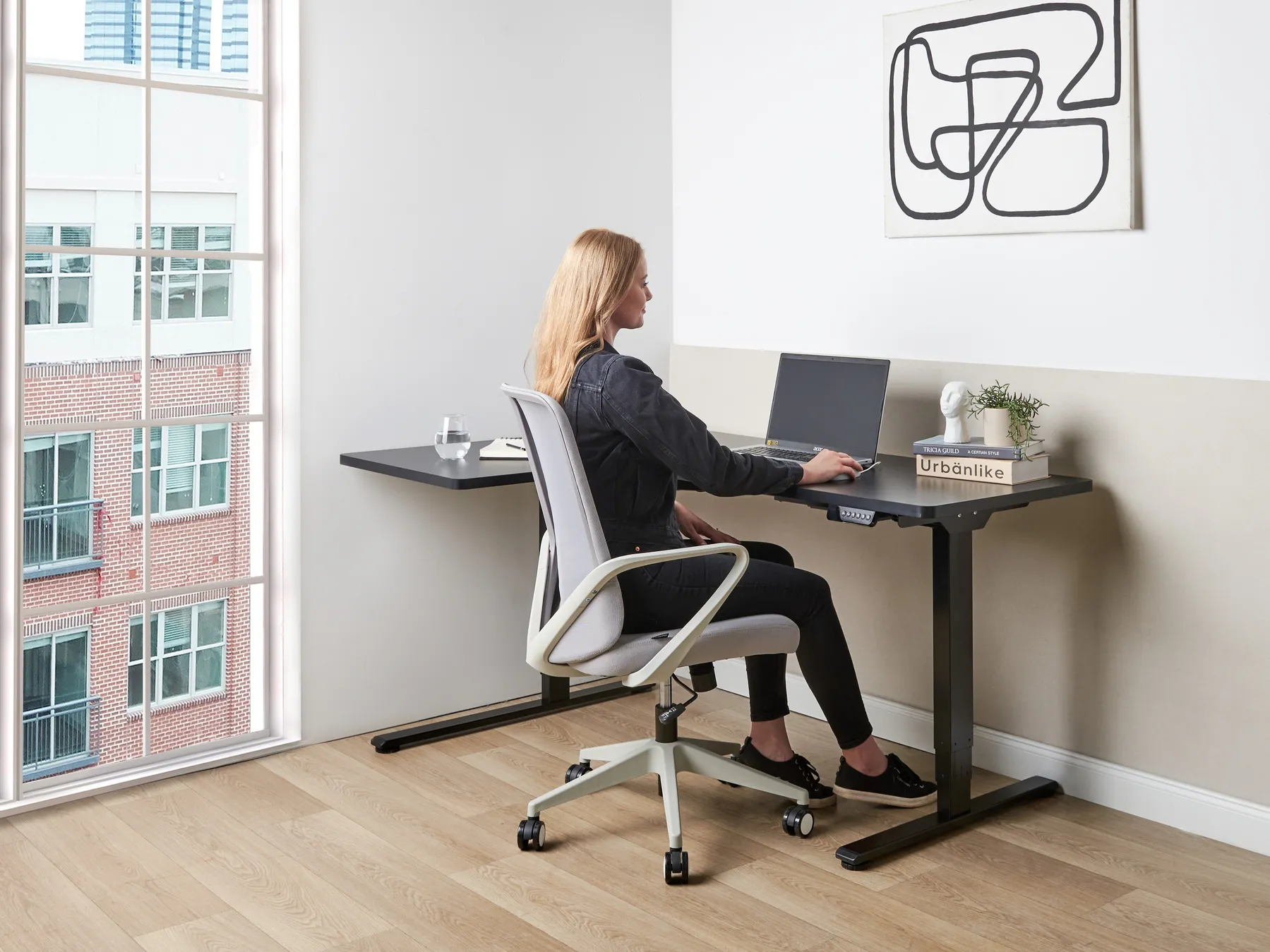 Electric Adjustable Corner Desk DESTINES 160 cm 109 cm Black Left Hand_927781