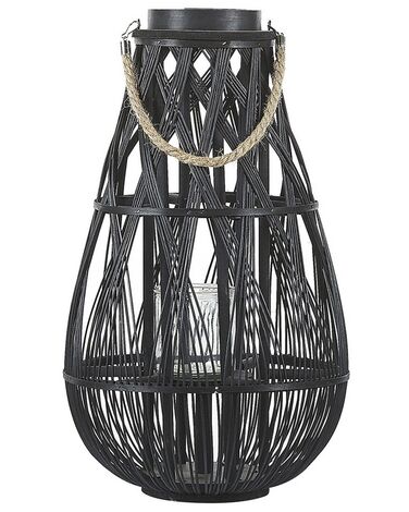 Lampion drewniany 56 cm czarny TONGA