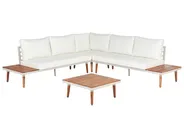 Garden Corner Sofa with Table 5 Seater CORATO Acacia Wood Off-White_920241