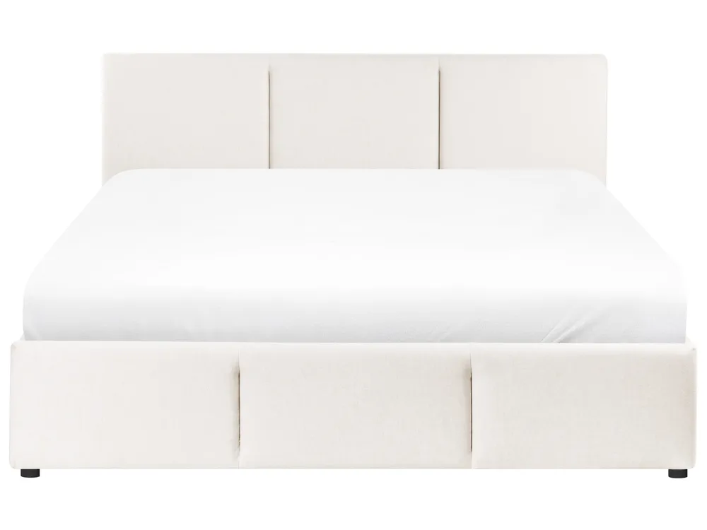 Bett mit Stauraum BOUSSE Stoff Cremeweiß 140 x 200 cm_1074739