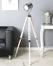Lampadaire ALZETTE Bois de pin Blanc_1177518
