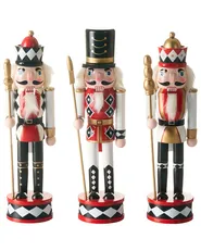 Zestaw 3 figurek dekoracyjnych RICKLEAN 30 cm Dziadek do orzechów Czerwony/ biały_1027631