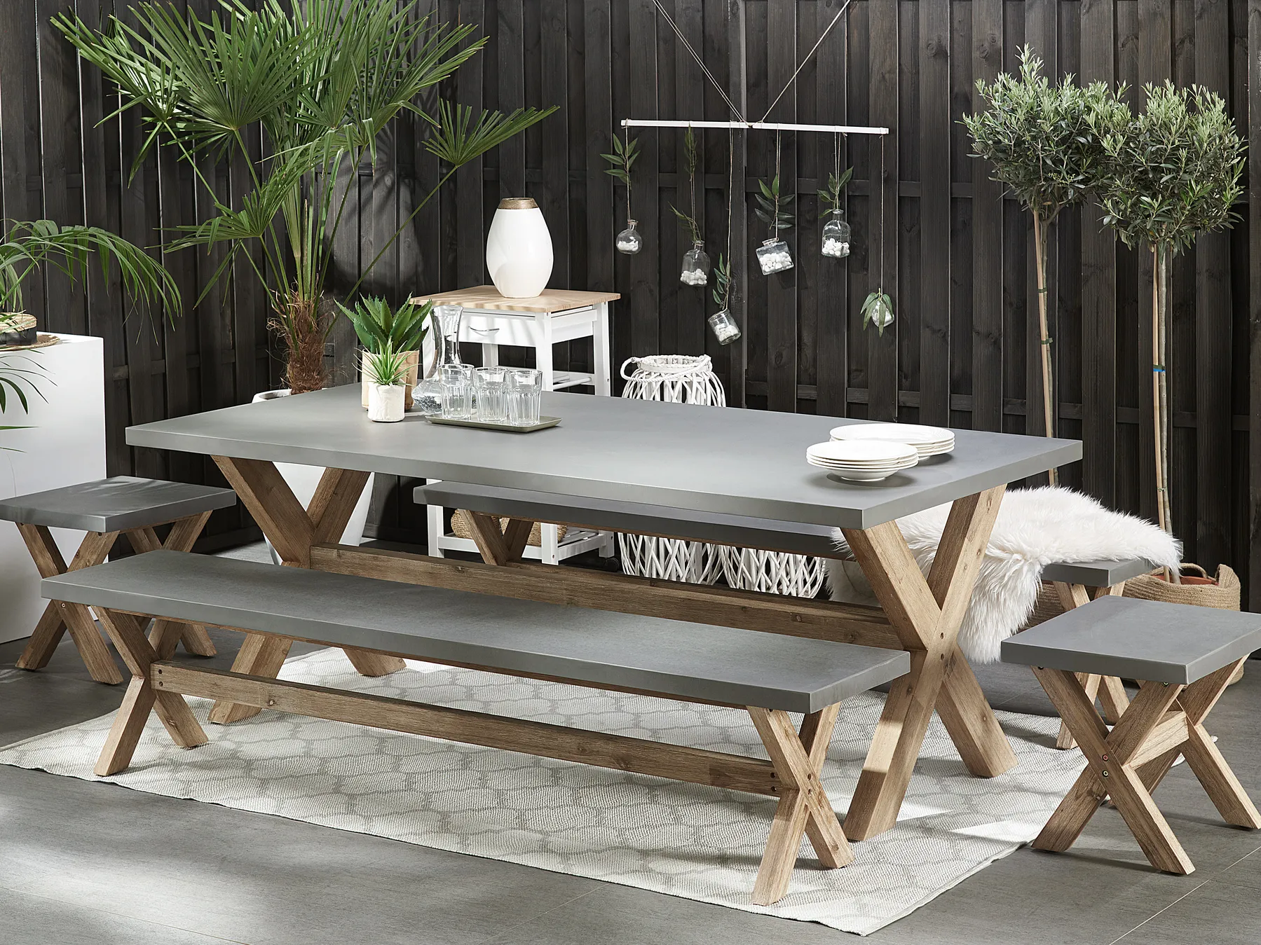 Garden Bench OLBIA 200 cm Concrete Grey_771325