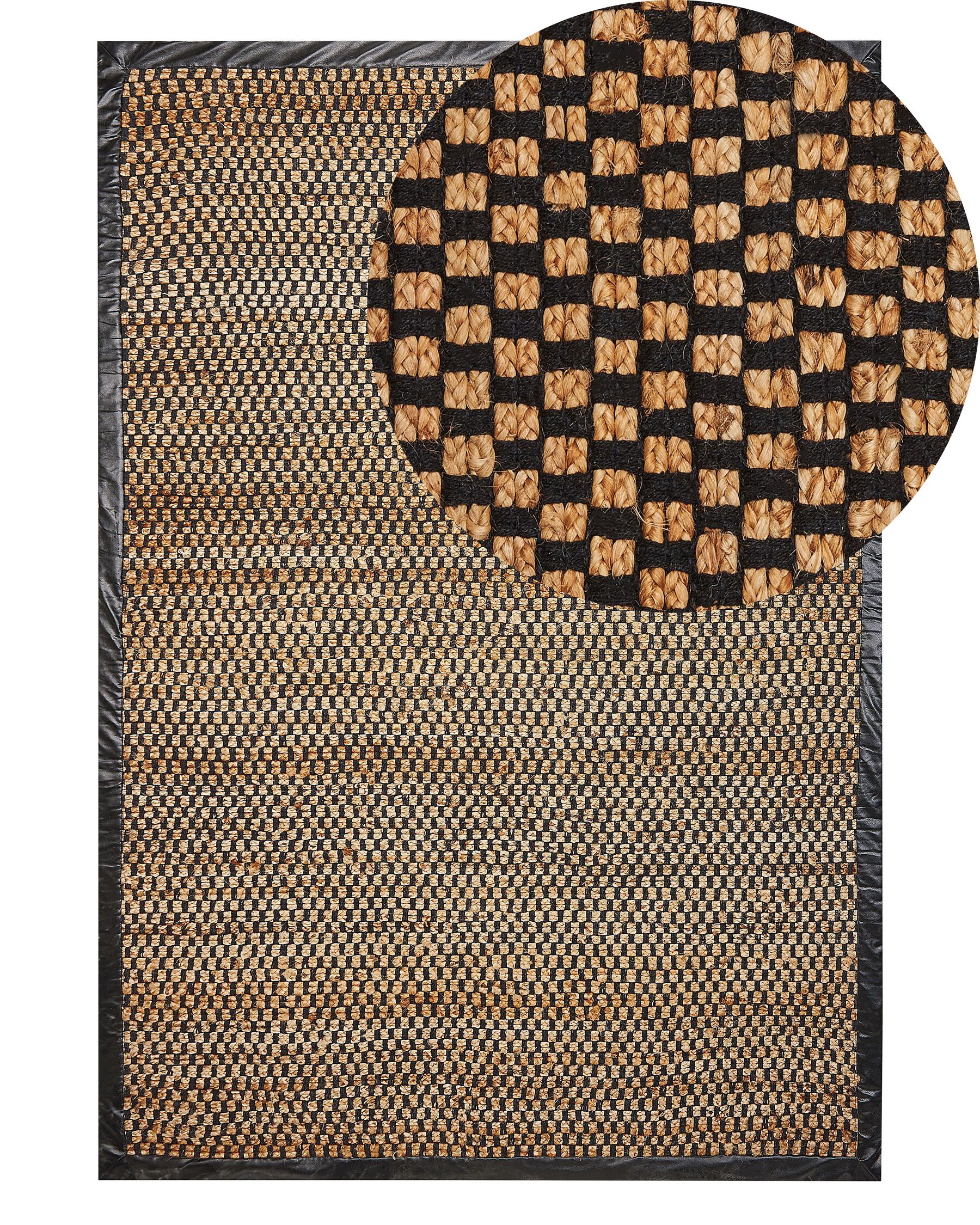 Jutový koberec 140 x 200 cm čierna a béžová GERCE_888166
