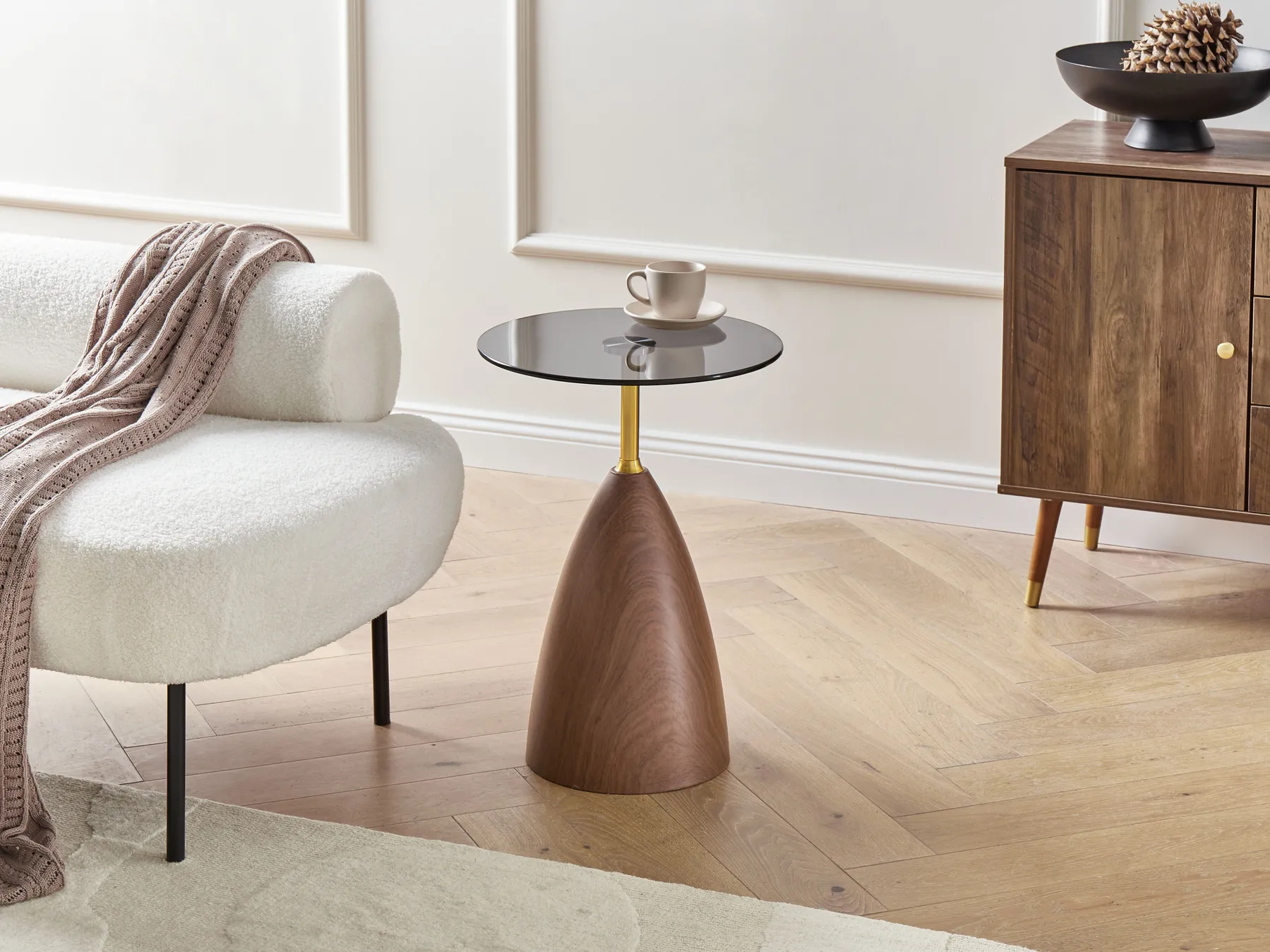 Side Table WALLIS Tempered Glass Brown/ Black_1006681