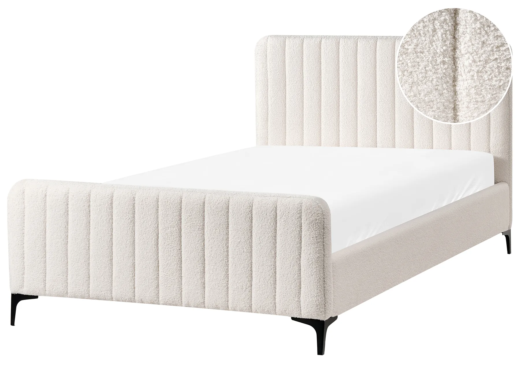 Lit avec sommier Bouclé LUNAN 120 x 200 cm Blanc cassé_1025654