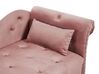 Chaise longue côté gauche en velours rose IVRY_929198