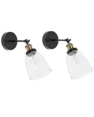 Set di 2 lampade da parete LOVAT Regolabile Metallo Trasparente Nero_771963