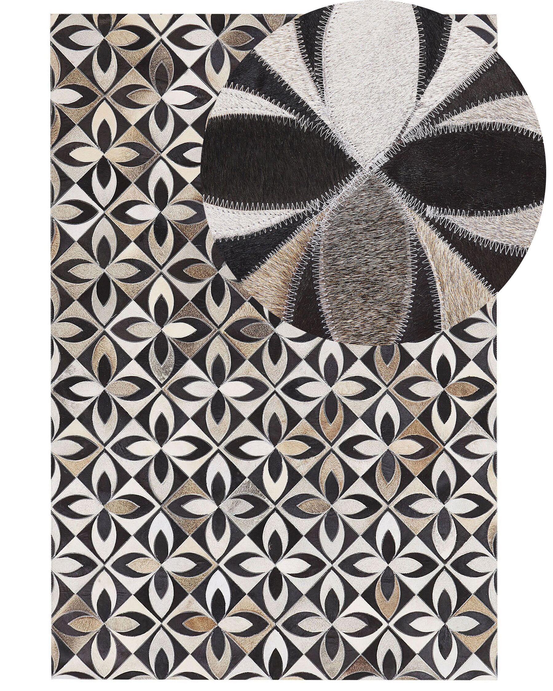 Cowhide Area Rug 140 x 200 cm Multicolour ISHAN_780648