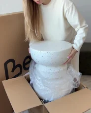 Stolik pomocniczy FALIRO 37 cm 37 cm Efekt lastryko Złamana biel_1052621