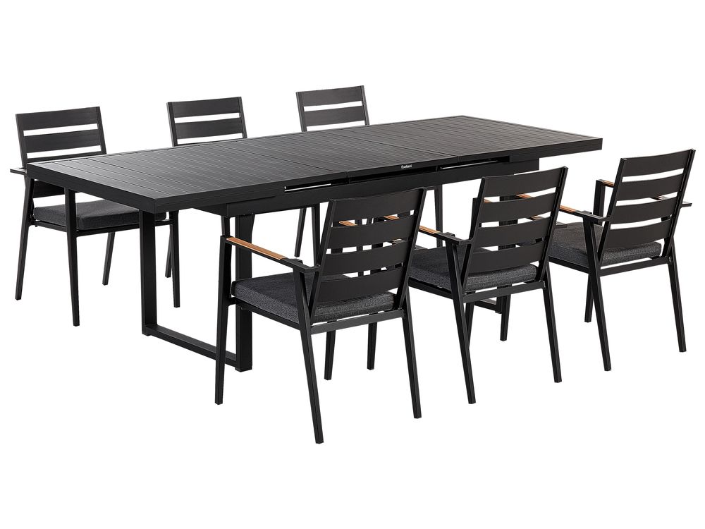 Garden Dining Set 6 Seater VALCANETTO/TAVIANO Metal Black