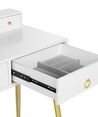 Sminkbord med 6 lådor LED-spegel och pall vit och guld YVES_881923