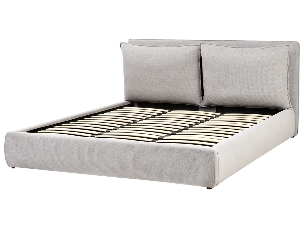 Ottoman Bed BAJONNA Fabric Light Grey 180 x 200 cm (EU Super King)_966140