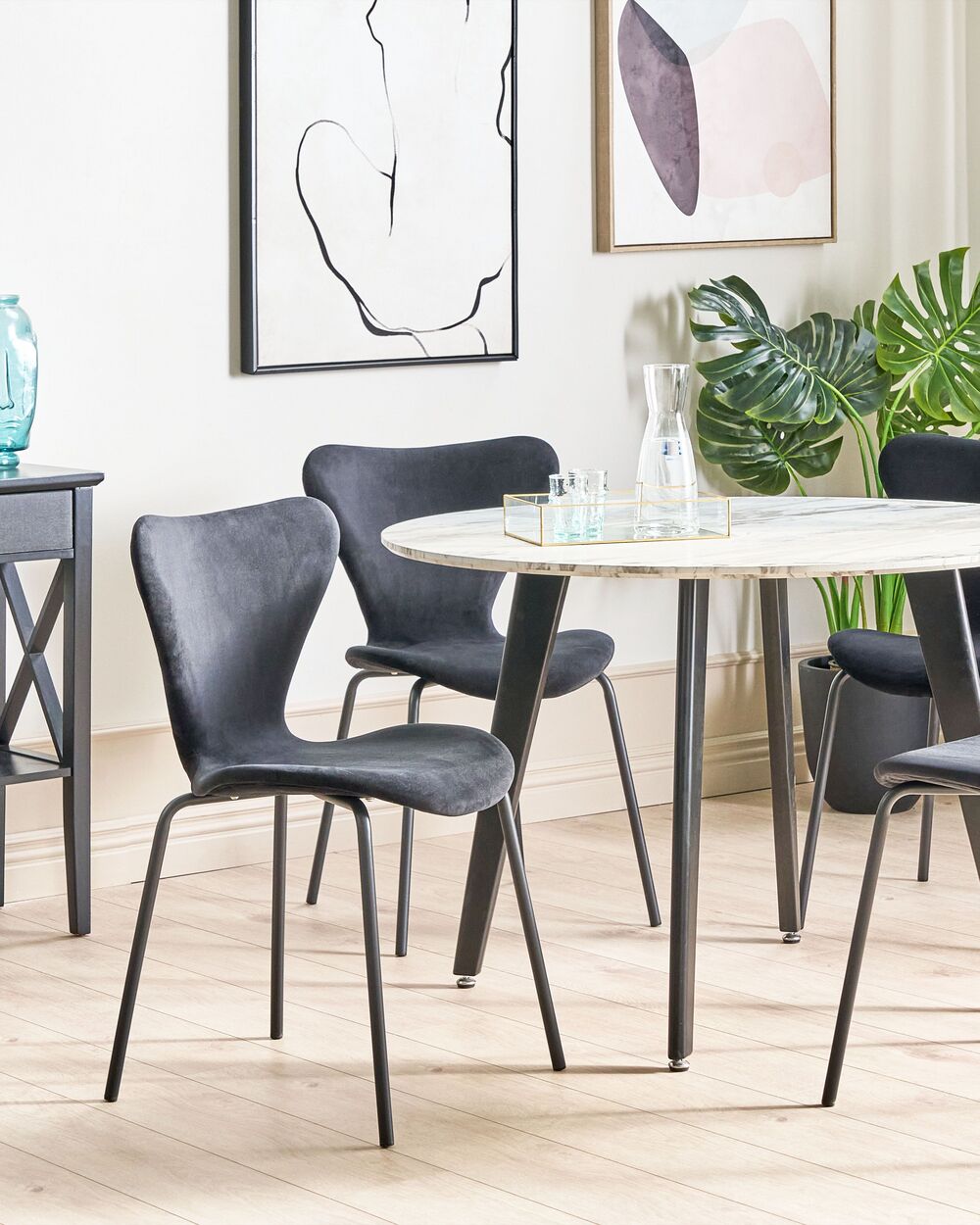 Dining Chair BOONVILLE Set of 2 Velvet Black Beliani.es