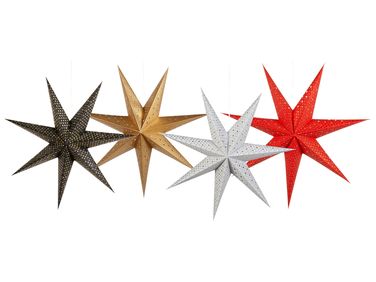Set 4 Decorazioni Natalizie A Stella In Metallo Nero Da Appendere – Ghirlande Fai Da Te, Per Finestre, Albero, Porte – 1x20cm + 3x10cm
