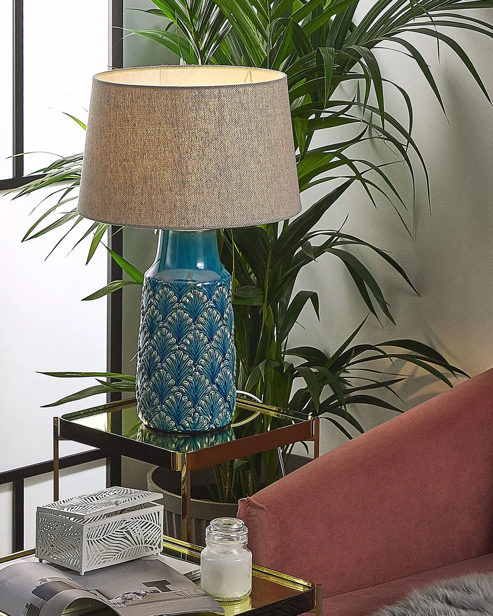 Lampa stołowa THAYA Ceramika Niebieski