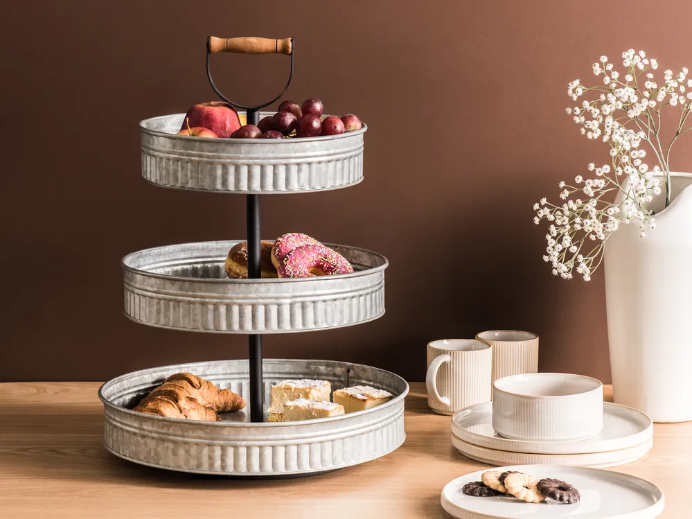 3-poziomowa patera na ciasto KOUIGN Srebrny