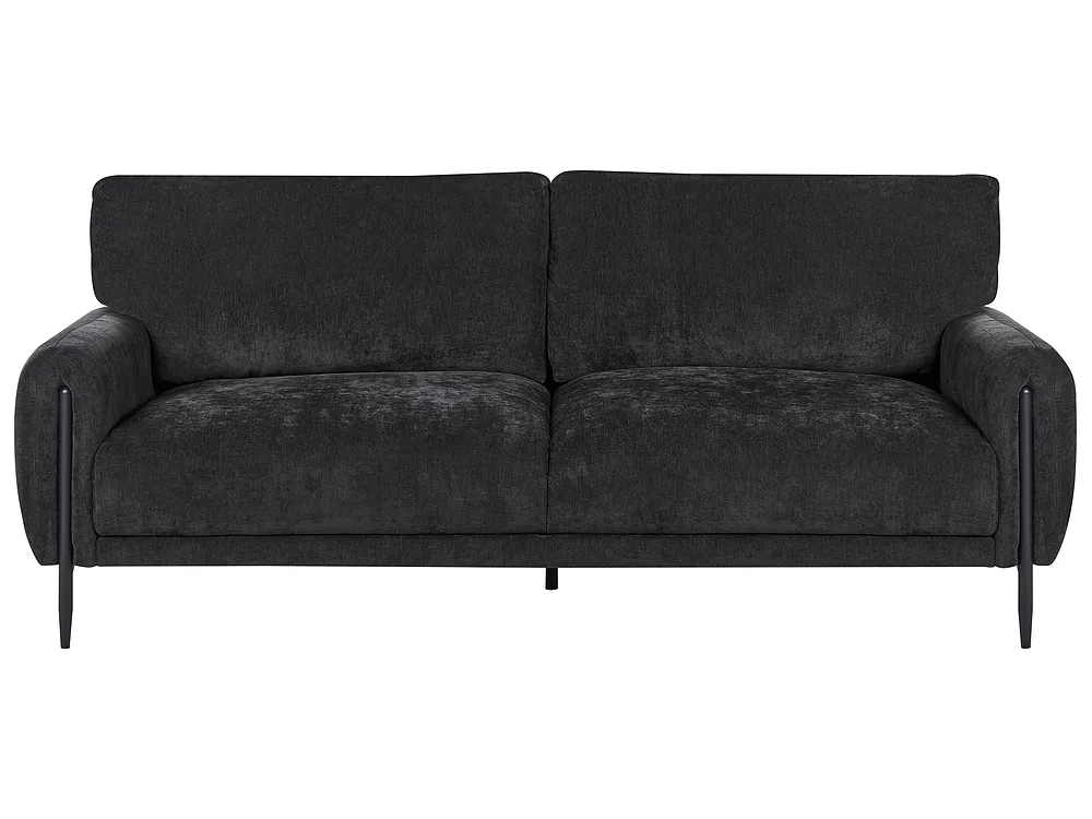 Sofa 3-Sitzer SKARO Chenillegewebe Schwarz