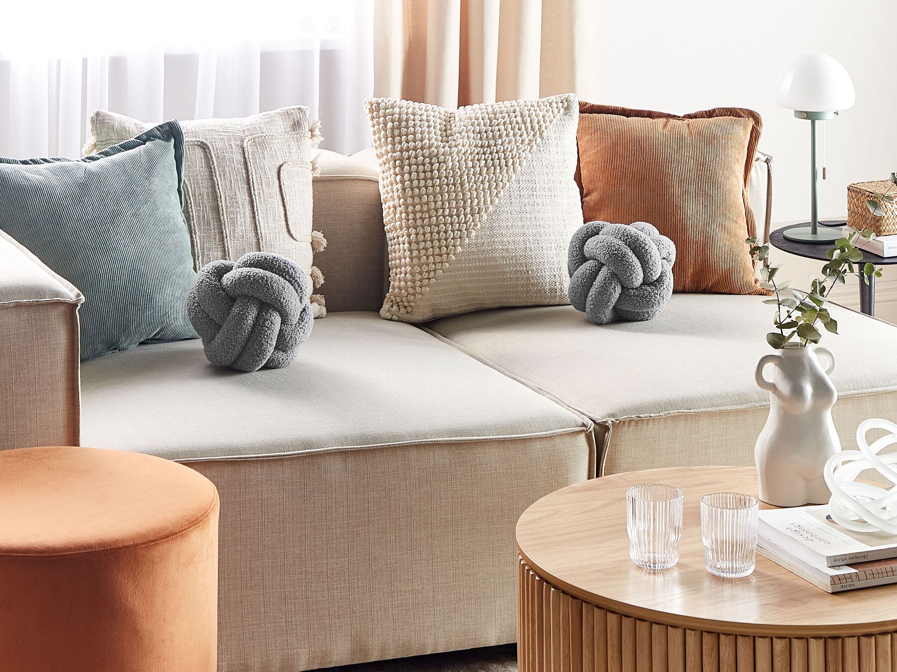 2 poduszki dekoracyjne boucle supeł 19 x 19 cm szare MALNI_854843