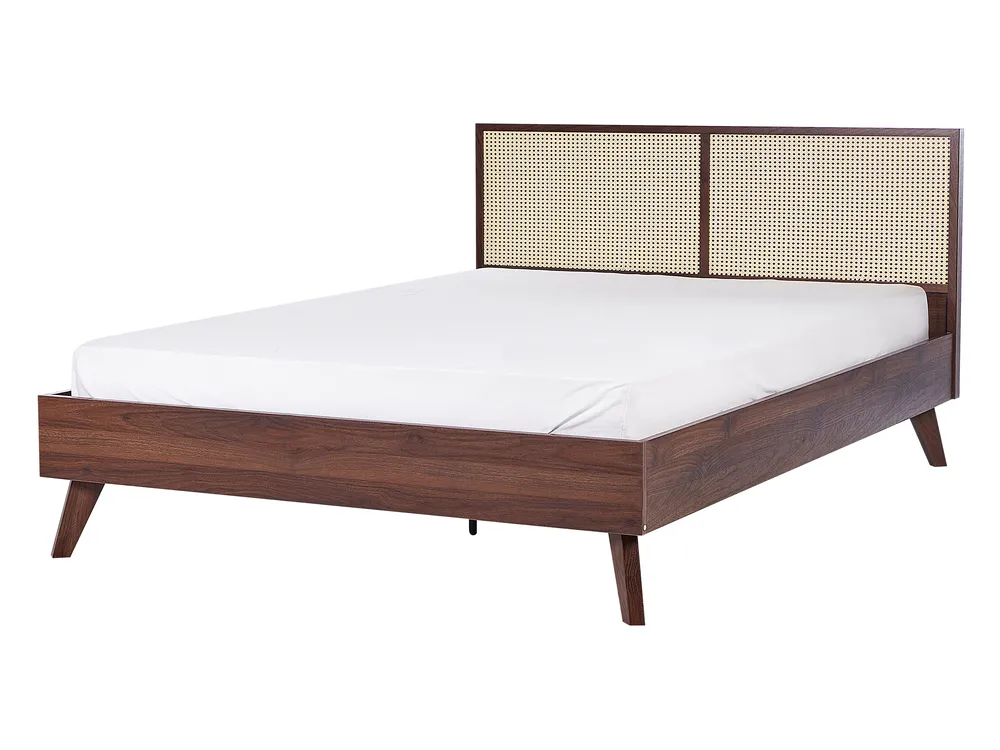 Bed Rattan MONPAZIER 140 x 200 cm (EU Double) Dark Brown