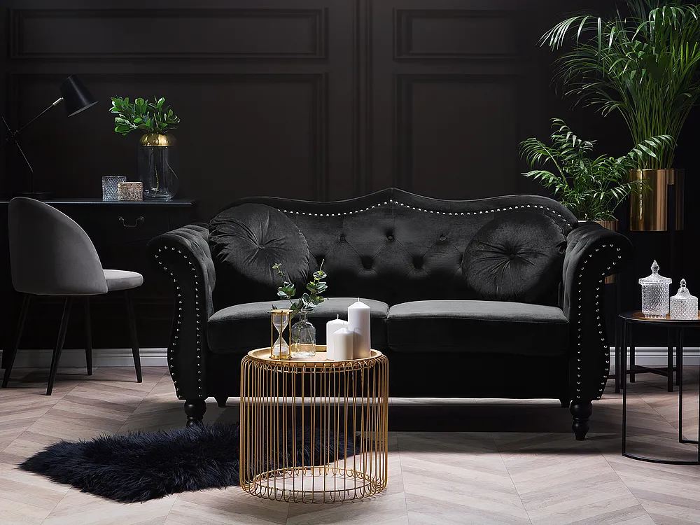 Sofa 2 personers SKIEN Velour Sort