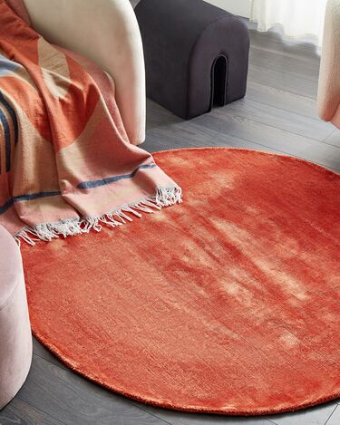 Round Viscose Area Rug ⌀ 140 cm Orange GESI II