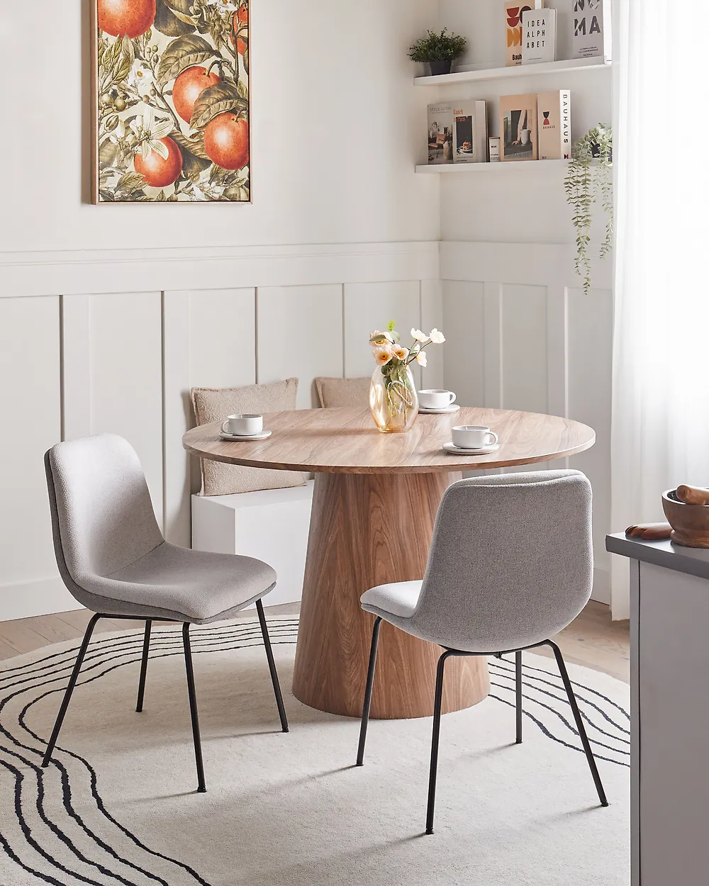 Conjunto de 2 sillas de comedor LORIDA Tela Gris_1184106