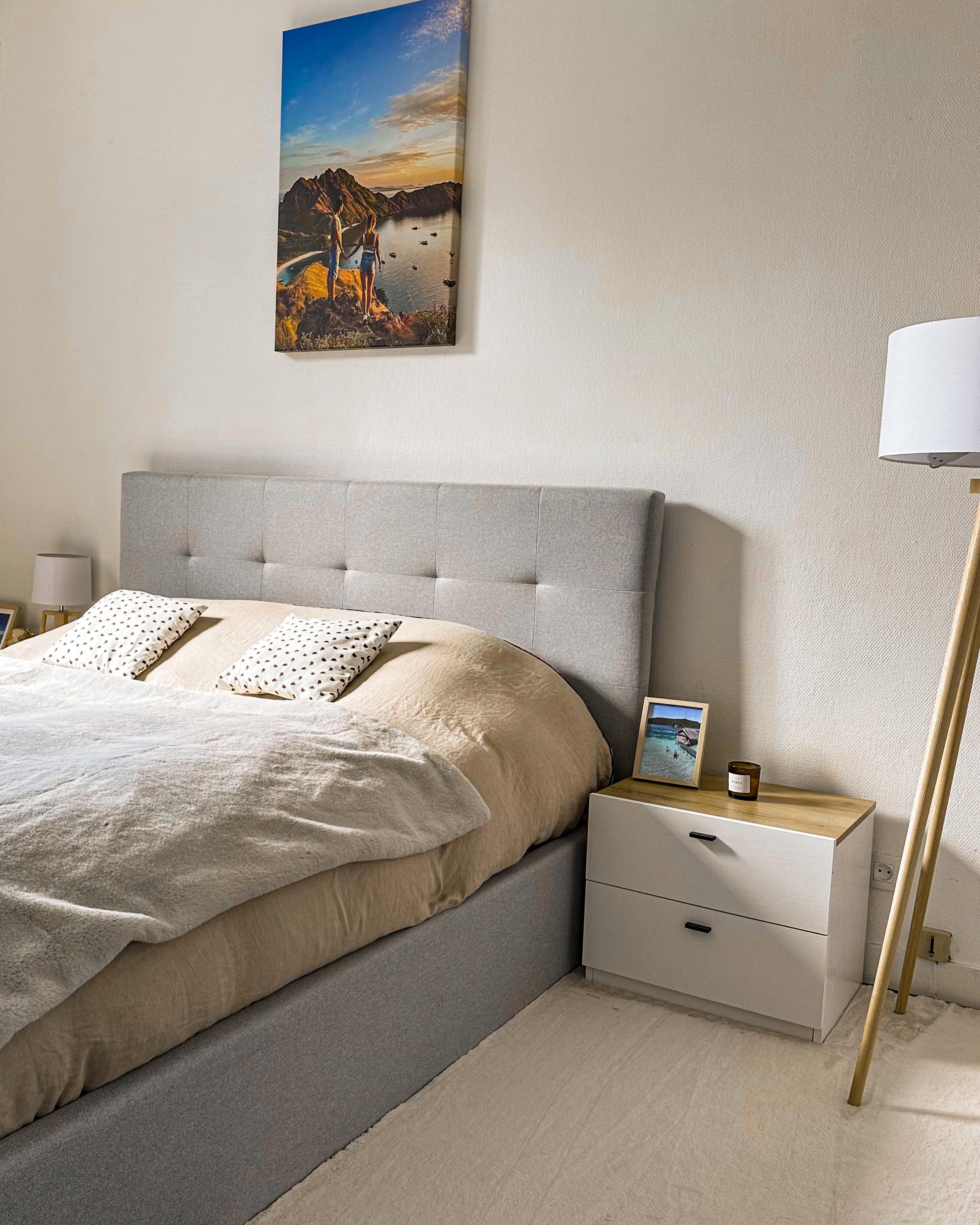 Bett mit Stauraum LORIENT Samtstoff Hellgrau 160 x 200 cm_915815