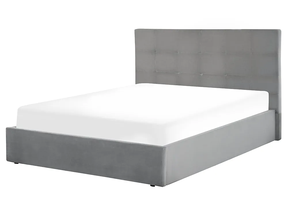 Bett mit Stauraum LORIENT Samtstoff Hellgrau 160 x 200 cm_827077