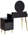 Toaletní stolek se 6 zásuvkami LED zrcadlem a stoličkou černý/ zlatý YVES_845441