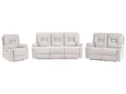 Electric Recliner Living Room Set 6 Seater BERGEN with USB Port Velvet Light Beige_1064814