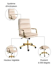 Chaise de bureau VAMURE Velours Beige clair_1071141