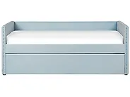 Rozkládací postel Umělý samet TROYES 90 x 200 cm Světle modrá_837061