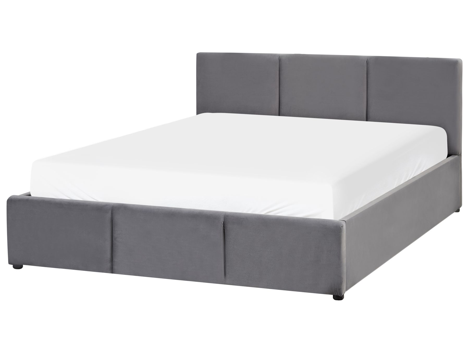 Łóżko z pojemnikiem welurowe 140 x 200 cm ciemnoszare BOUSSE_862584