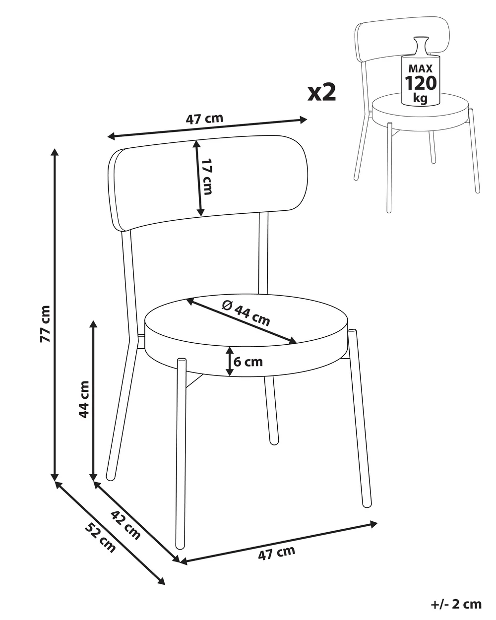 Set of 2 Dining Chairs ALLISON Boucle Light Beige_929052