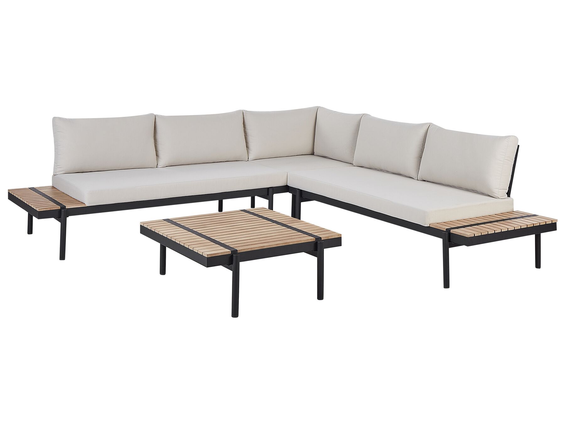 5 Seater Eucalyptus Wood Garden Corner Sofa Set Off-White BELLARIVA_933654