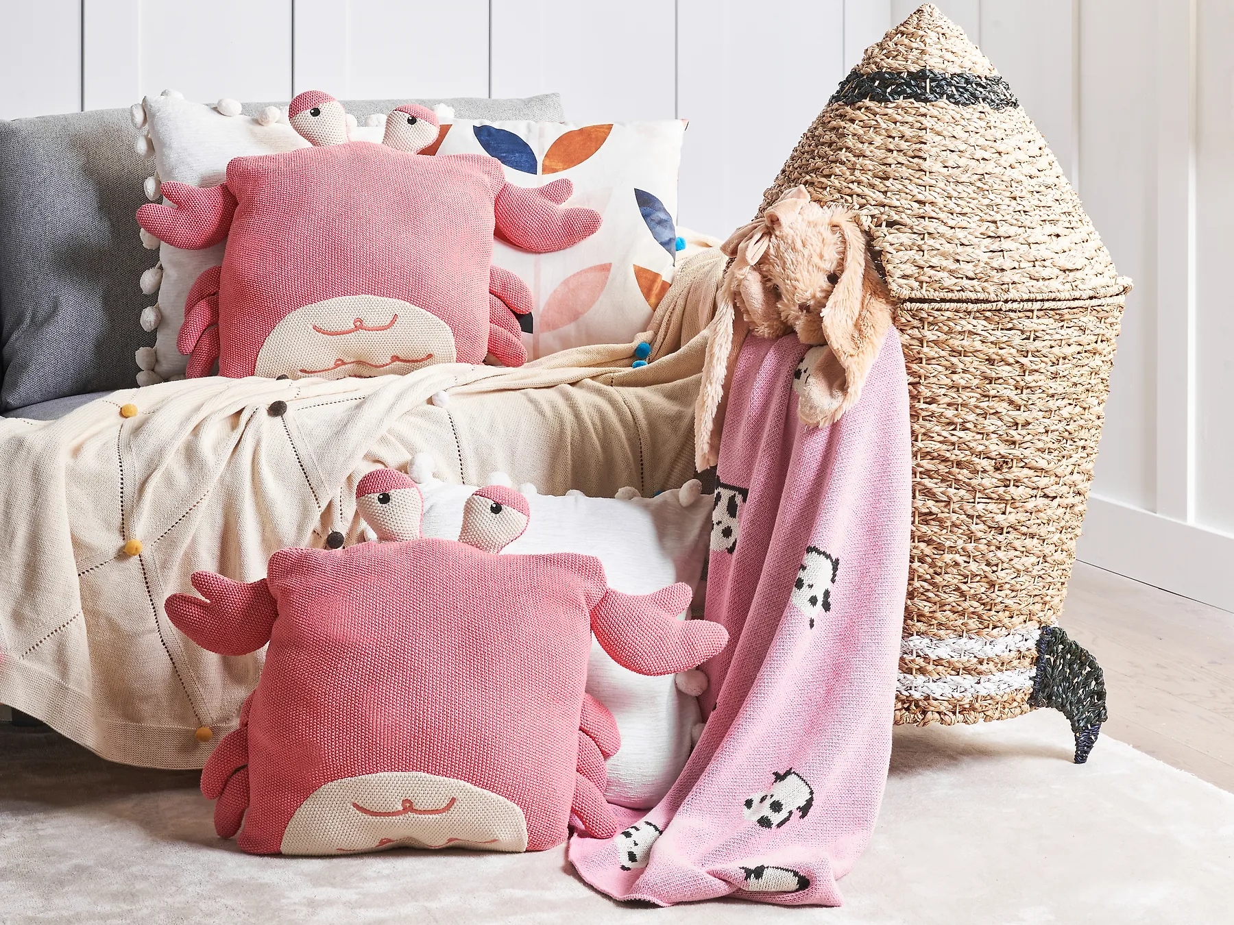 Lot de 2 coussins décoratifs JARGALLI 35 x 35 cm Coton Crabe Rose_941458