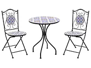 Set mobilier de grădină SIPONTO Metal Alb/Albastru_1155709