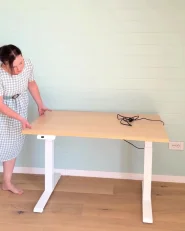 Electric Adjustable Standing Desk DESTINES 120 cm x 72 cm Light Brown/ White_1172106