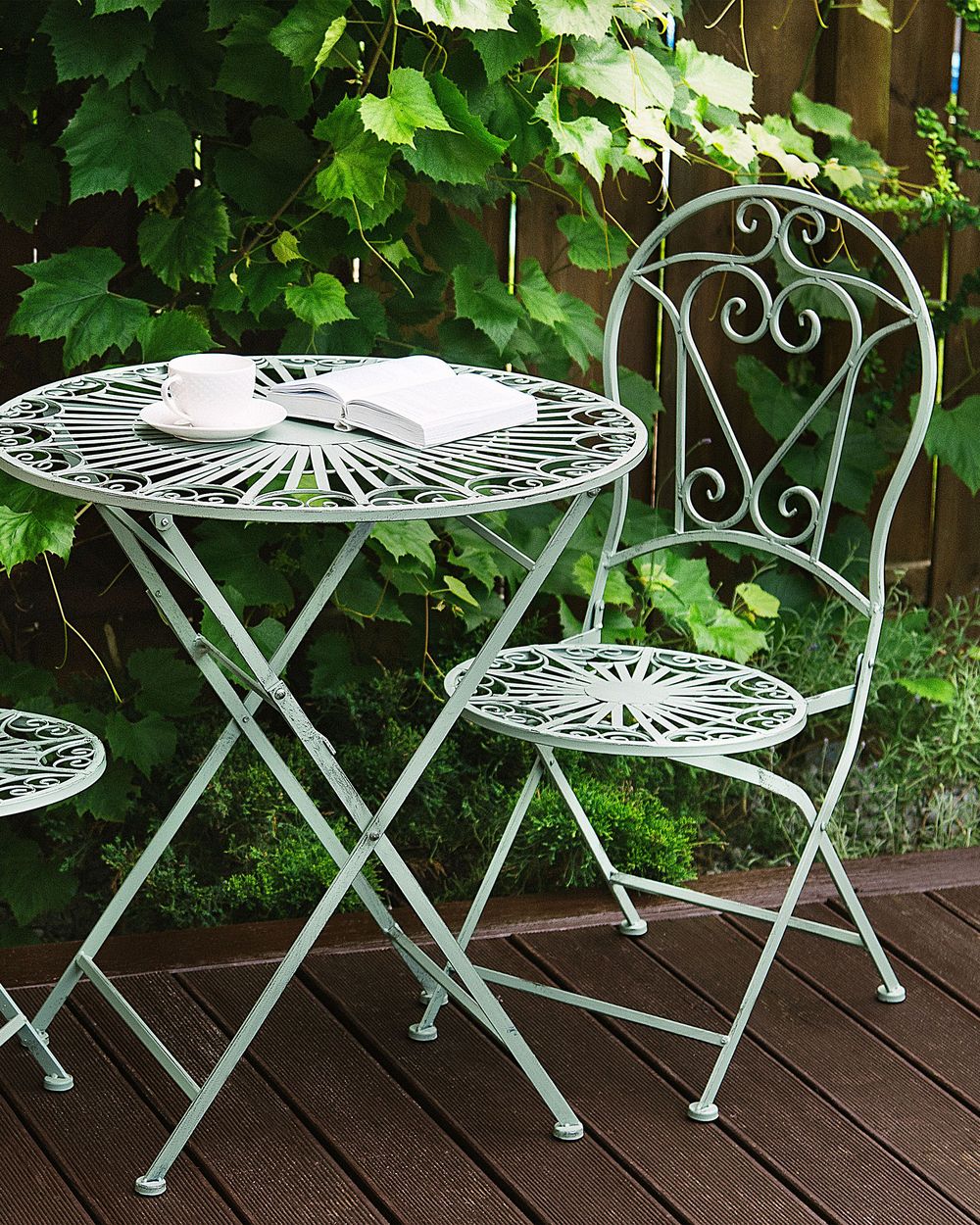 green garden chairs metal
