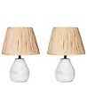 Conjunto de 2 lámparas de mesa ARWADITO Cerámica Blanco crema