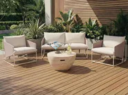 Garden Sofa Set 4 Seater PONTE Metal Light Beige_1013425